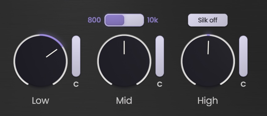 Master Plan 2 Low, Mid, and High EQ knobs
